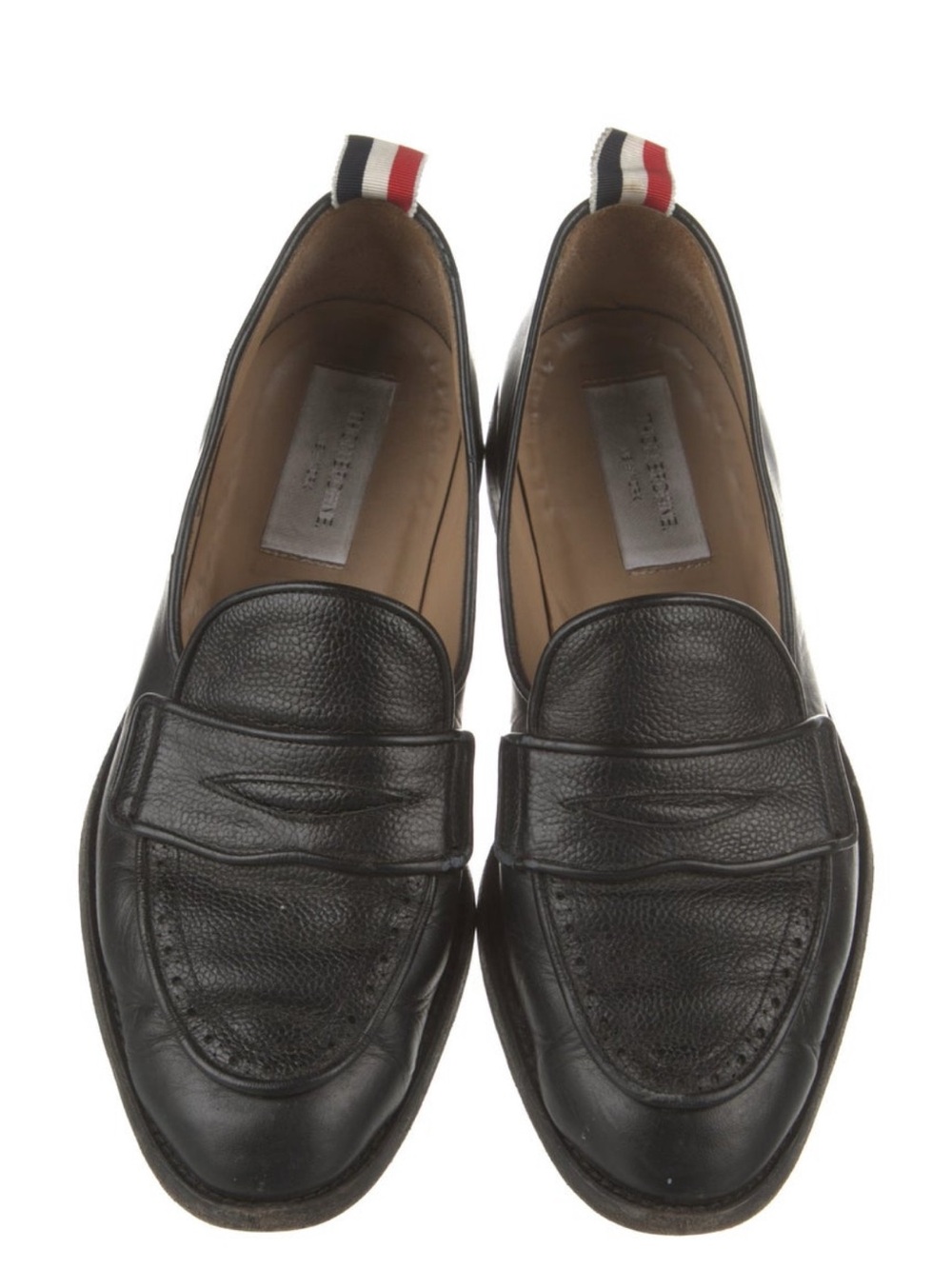 Thom Browne Black Leather Penny Loafers Size 8.5